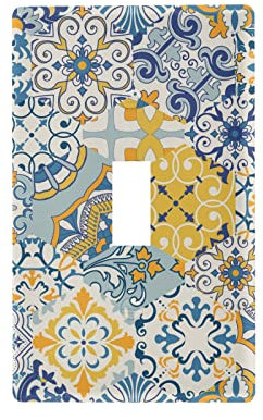 Piastrelle Patchwork Colorate Inutilizzate Presa Luce Interruttore Copertura Decorativo Piastra Parete per Casa Interruttore 4.5x7.7 cm Piastrelle di Ceramica in Stile Talavera
