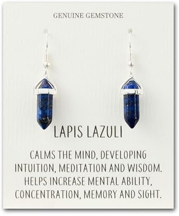 Philip Jones Lapis Gemstone Drop Earrings with Quote Card