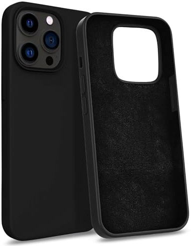 MyGadget Case for iPhone 14 Pro - Silicone Hardcase with Microfiber Lining - Shockproof Shell in Black