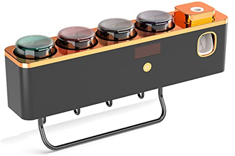 LANMOU Zahnbürstenhalter Wand, UV-Desinfektions-Zahnbürstenhalter, USB Wiederaufladbare Badezimmer Zahnbürstenhalter mit Zahnpasta Spender Automat, für Kinder und Familien