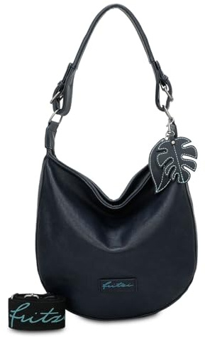 Fritzi Eco Hobo Bag Recyceltes Material Damen Schultertasche Recycling Lederimitat Büro Reisen mit Reißverschluss verstellbarem Gurt 31 x 33 x 10 cm – Grün, Hellblau, Braun, Blau, Anthrazit, Schwarz