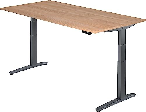 bümö elektrisch höhenverstellbarer Schreibtisch 200x100 cm mit Memory-Steuerung - Design Schreibtisch höhenverstellbar elektrisch, elektrischer Schreibtisch Nussbaum, Gestell Graphit