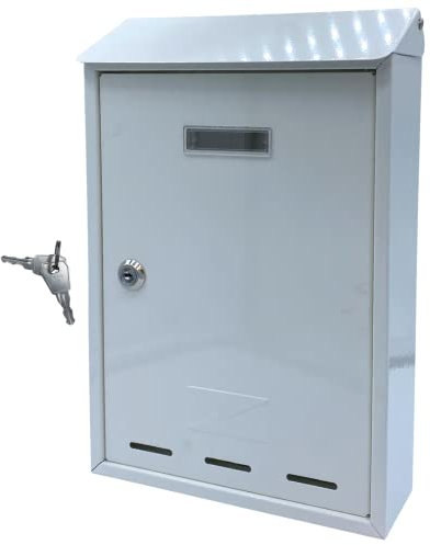 Cassetta Postale da Parete, per Esterno, in Acciaio Galvanizzato con Finestrella, Chiusura a Chiave e Targhetta Nome, Buca - MADE IN ITALY (Bianco)