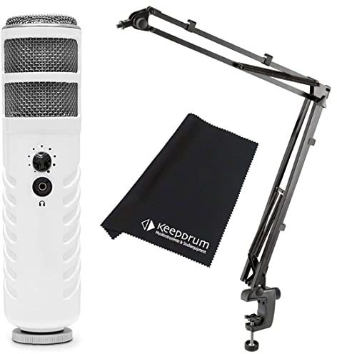 Rode Podcaster USB Mikrofon + K&M 23840 Studio-Mikrofonarm + keepdrum Mikrofasertuch