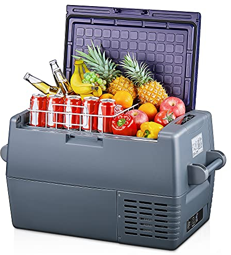 FOHERE 45L Kühlbox Kompressor, Elektrische Kühlschrank,12V/24V/220-240V mit ECO-Modus, Tragbar Elektrokühlbox Kühlung bis – 20°C, für Auto, Lkw, Wohnmobil