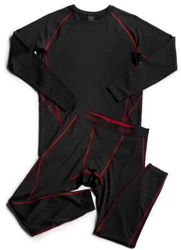 LAPASA Herren sportliche Thermounterwäsche Set, Thermo Oberteil & Lange Unterhosen Funktionsunterwäsche Skiunterwäsche Sets für Winter Sport (Thermoflux M53)