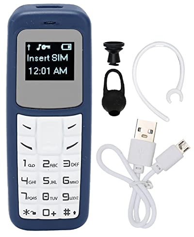 0.66inch Mini Mobile Cell Phone, 2G Mini Bluetooth Phone with Ear Hook, Unlocked Bluetooth Earphone Dialer for Kids, MP3 MP4 Music Player, Backup Phone, Support SIM (Blue)