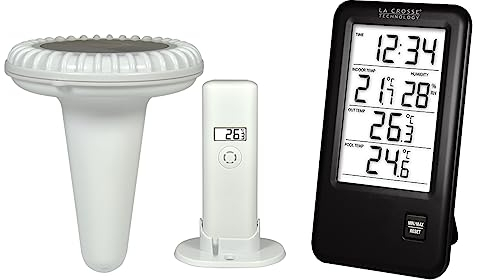 La Crosse Technology WS9068 Station de température avec sonde pour piscine - Ecran Français - Noir