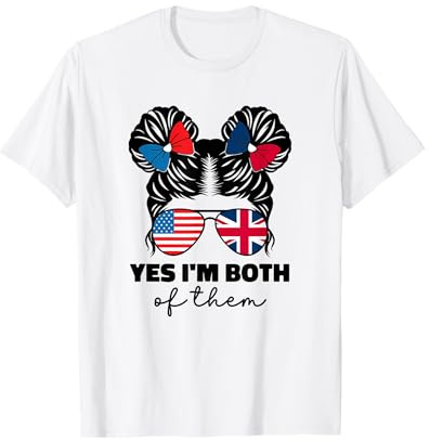 Half American British America Great Britain Flag Kids Girls T-Shirt