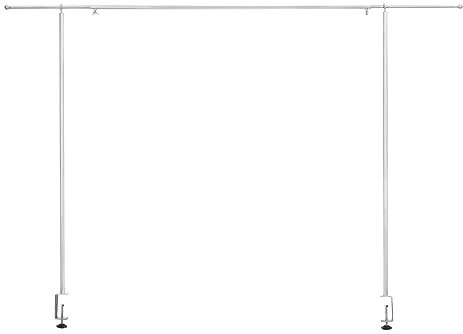 Supernic Tall Over The Table Rod Stand with Clamps Adjustable 135-250cm Gold Metal Table Arch Stand Table Clamp Stand Hanging Rail Party Stands for Decorations Wedding Anniversary (White)