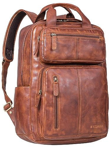STILORD 'Amos' Exklusiver Business Lederrucksack Vintage Laptop Rucksack Herren Studenten Echtleder Business Rucksack Damen Leder Retro