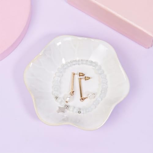 White Trinket Dish, Ceramic Jewellery Dish for Women, Jewellery Tray Plate Gifts for Women
