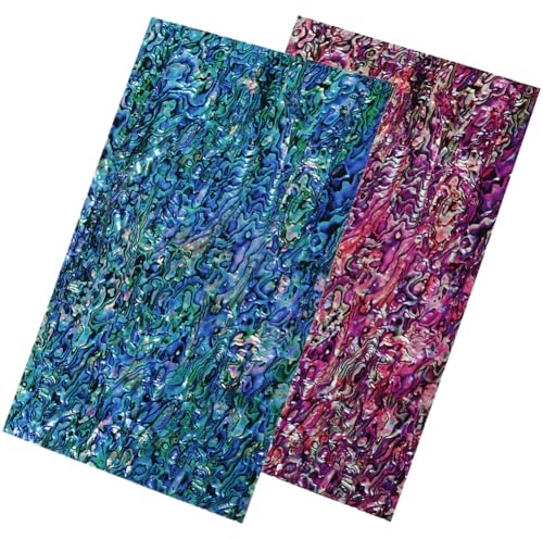 GORGECRAFT 14x24cm 2 pièces Autocollant Coquille D'Ormeau Feuille de Placage D'Ormeau Bleu Violet Imitation Coquilles Autocollants pour Projets D'Incrustation Artisanat Décoration Faite à la Main