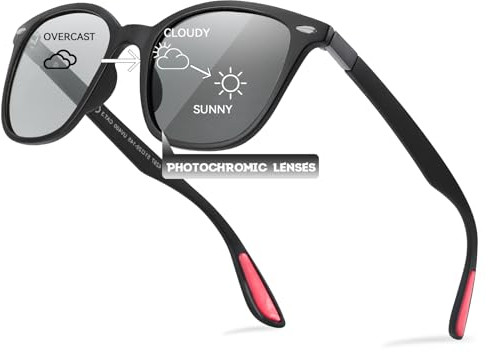TJUTR Photochromatisch Herren-Sonnenbrille Polarisiert: Selbsttönende sonnenbrille UV400 Schutz und blendfrei, Perfekt für Autofahrer, Ultraleicht und stylisch TR90 rahmen