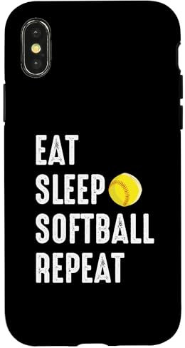 Hülle für iPhone X/XS Eat Sleep Softball Repeat lustig American USA Sports