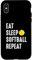 Hülle für iPhone X/XS Eat Sleep Softball Repeat lustig American USA Sports