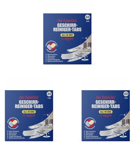 by Amazon Spülmaschinentabs All-In-One, Geruchsneutralisator, 40 stück, 1er-Pack, Pac (Packung mit 3)