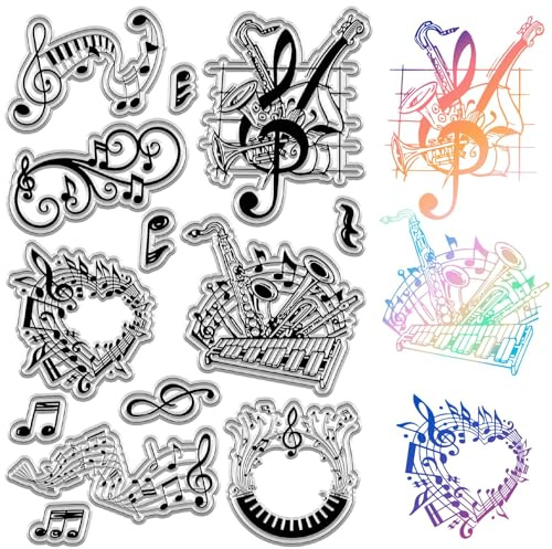 craspire Klare Stempel Mit Musiknoten, Vintage-Klavierinstrument, Gummistempel, Wiederverwendbar, Hintergrund, Poststempel, Transparente Silikon-Stempelsiegel Für Journaling, Kartenherstellung, DIY
