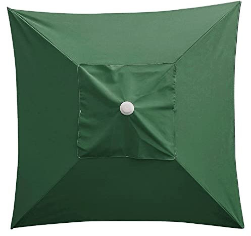 Housse de rechange carrée pour parasol de patio à 4 baleines – Tissu de rechange imperméable pour parasol d'extérieur de 2 x 2 m (vert)