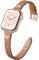 CeMiKa Bracelet Cuir Étroit Compatible avec Apple Watch 38mm 40mm 41mm, Fin avec Charme pour SE/iWatch Series 10 9 8 7 6 5 4 3, Femmes Hommes, Marron/Rose Abeille