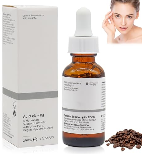 Caffeine Solution 5% + EGCG, Koffeinlösung 5% + EGCG, Koffein Augenserum, Koffein Serum, Augencreme Gegen Augenringe und Geschwollene Augen, Gesichtsserum für Feuchtigkeitsspendend