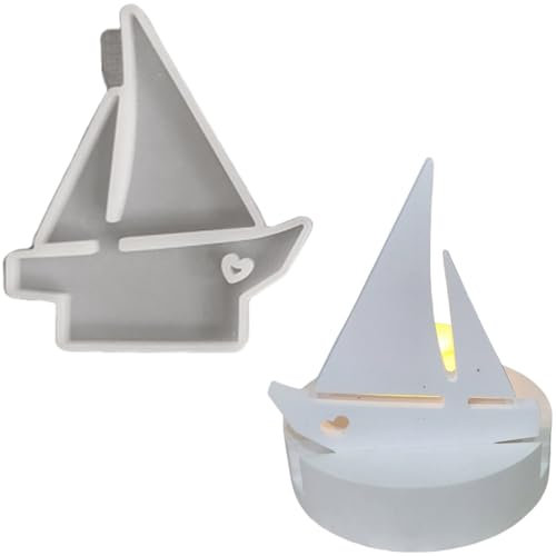 ALEFBET Silikonformen Gießformen, Silikonform Kerzenhalter, Neues Konzept zur Herstellung Ihrer eigenen Kerzenhalter, Gipsformen zum Gießen (Einsatz - Segelboot)