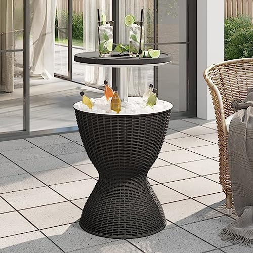 ZEYUAN 3-in-1 Tisch mit Eiskühler Schwarz Polypropylen, Gartentisch, Terrassentisch, Esstisch Garten, Gartenesstische, Gartenmöbel, Außentisch - 364157