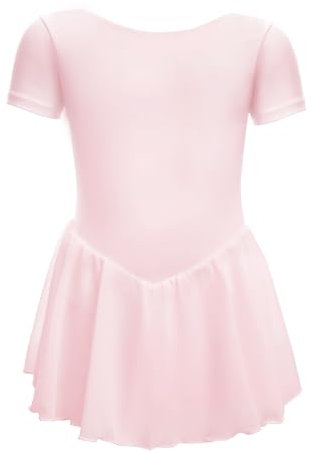 BALAYSIER Ballettkleidung Mädchen Ballettkleid Kurzarm Balletttrikot Baumwolle Tanzkleid Tanzbody Mit Chiffon Rock Tütü(Rosa, 120)