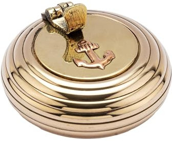 NKlaus Retro Klappascher aus gerilltem Messing, 6cm – Maritimes Design, Aschenbecher für Draußen 15931