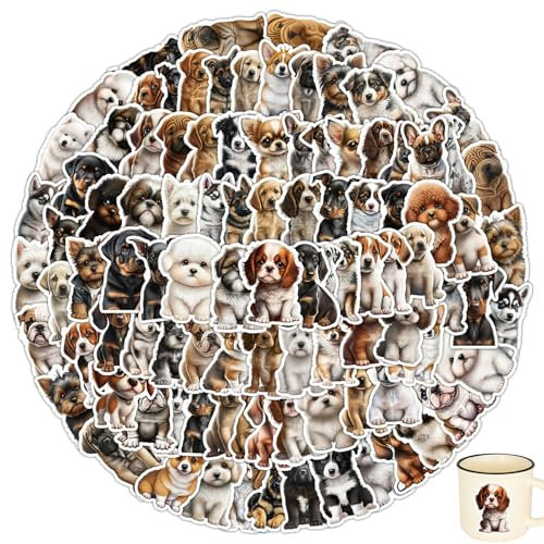 100 Stück Kindle Sticker, Hunde Aufkleber für Kinder, Teenager, Laptops, Wasserflasche, Notebook, Gepäck, Skateboard - Niedliche Tier Motive
