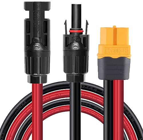 ZkeeShop - Cable solar (10 AWG, conector solar a XT60, adaptador de cable, 6 mm2, panel solar, compatible con Ecoflow Bluetti Powerstation (0,6 m)