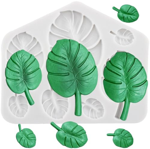 MINFEIDMS Tropisches Blatt Silikon Form Fan Blatt Fondant Form Fan Palm Blatt Schokolade Formen für Kuchen Dekoration Cupcake Topper Süßigkeiten Gum Paste Polymer Clay