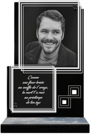 Eternel - Placa Funeraria Personalizada Rectángulo Ilusión - Foto Y Texto Personalizable, Placa Funeraria Grabada con Láser para Homenaje, Plexiglás, Lápida, Mortuorio, Duelo, Sepultura