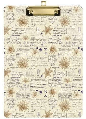 Sketch Klemmbrett im Retro-/Vintage-Stil, Blumenmotiv, A4-Größe, 31,8 x 22,9 cm, Klemmbrett mit niedrigem Profil, für Arzt, Bürobedarf