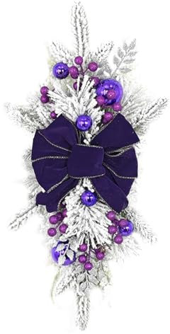 TianWlio Couronne de Porte Noël Guirlande Fleurs Artificielle Noël Suspendues Décoration Exterieur Couronne de Noël Décoration de Noël pour Porte d'entrée (D, One Size)