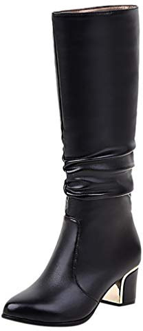 Yekdmxop Stivali Alti con Tacco Donna Stivali Medi da Donna Senza Tacco Durevole Stivali da Equitazione Antivento Boots Donna con Tacco Comoda Chelsea Boots Donna Alti Scarponcini Donna Autunnali