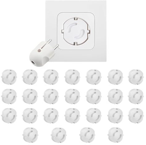 WUSJCOF 25 pièces Sécurité Enfant Prise, Protection Prise Électrique, Cache Prise Bébé, Sécurisation Prise (Blanc)