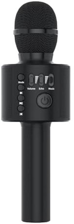 DRSYXCS Kid's Wireless Karaoke Microphone 3-in-1 Portable Handheld Bluetooth Mic Speaker Player Recorder with Voice Changer Singing Toys for Boys Girls Adults Christmas Birthday Gift (Black)