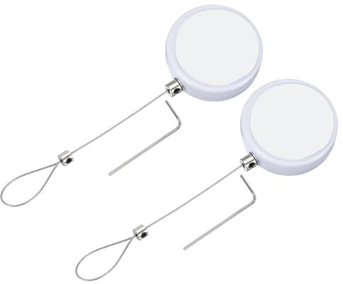 PATIKIL 5 Ft Retractable Remote Control Tether, 2 Pcs Round Security Cable Lanyard Lock with Double Sided Adhesive for TV Remote Control Gaming Controller, White(Lock Buckles)