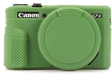 G7X Mark II Case,Soft Silicone Protective Case Ultra-Thin Lightweight for Canon PowerShot G7X Mark II Camera with Removable Lens Cover (Green)