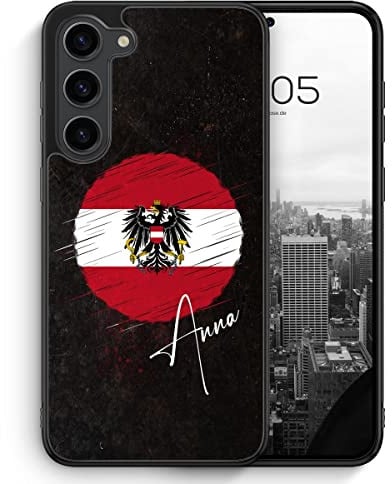 Österreich Austria mit Wunschname - Silikon Hülle für Samsung Galaxy S25 - Personalisierte Wunschname Österreichische Schutzhülle Handyhülle Case Cover