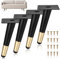 LiYiJiKeJi 4 Pcs Pied de Meuble, 15 cm Pieds de Meubles Obliques en Métal Noirs, Pied pour Meuble Lit Canapé Table Armoire Chaise Bar Placard Bureau Cuisine Salle de Bain