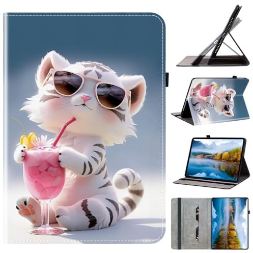 Mldjomid Étui Coque pour iPad 9.7 (6/5th Gen)/iPad Air 2/iPad Air PU Cuir Tablette Housse de Protection avec Support Fonction pour iPad 9.7 (6/5th Gen 2018/2017) Flip Cover Case,Tigre de Dessin Animé