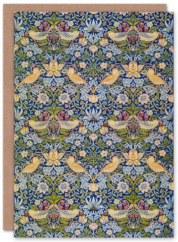 Artery8 William Morris Art Card Strawberry Thief Floral Pattern
