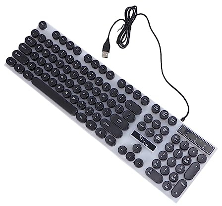 Mipcase Kabelgebundene USB Computertastatur mit Leuchtfunktion Runde Tasten Kunststoff für Computer und Tablette