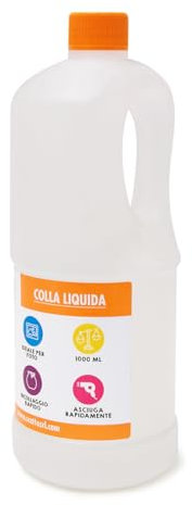 SCATTO ENERGIA CREATIVA | Colla Liquida Trasparente – Flacone da 1000 ml – Adesivo Multiuso per Carta, Cartone e Progetti Creativi – Ideale per Scuola, Ufficio e Fai-da-te