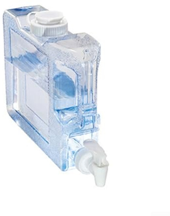 Marchfunny Contenitore salvaspazio per acqua, con rubinetto, 3-7,5 l, trasparente, blu, dispenser per bevande per frigorifero, casa, cucina, organizzazione (3 L)