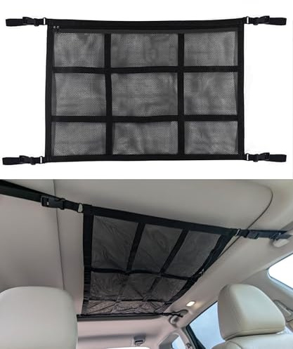 Xibao Gepäcknetz Auto,Auto Organizer,Gepäcknetz,Doppellagige Autodach Aufbewahrung für Decken,Autodecke Dach Aufbewahrung Netz,Geeignet für SUVs,Kombis,Jeeps und sogar einigen Nutzfahrzeugen
