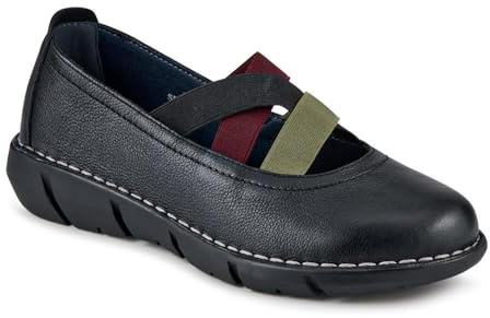 Pavers Casual Leather Mary Janes - Black Size 6