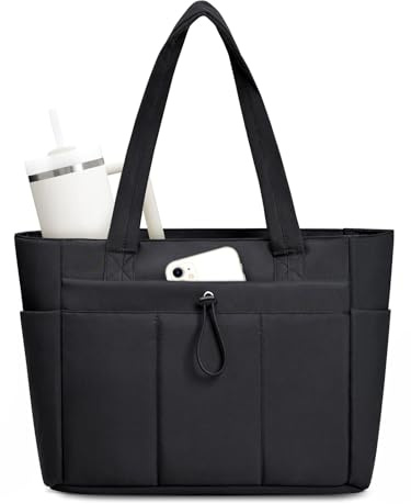 Laxee Tote Bags for Women, Lightweight Puffer Work Laptop Tote Bag with Zip and 15.6 Inch Laptop Compartment, Large Women's Handbag Shoulder Bag with Water Bottle Pocket for Work Travel School